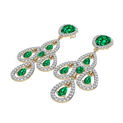 Delicate Emerald Diamond Danglers